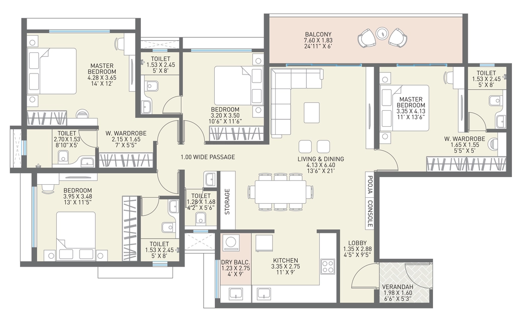 4 BHK Flat in Sai Sky Luxe in Pimpri Chinchwad, Pune - Image 906441