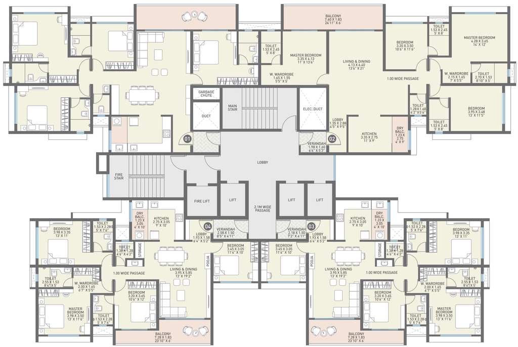 Floor Plan of Sai Sky Luxe in Pimpri Chinchwad, Pune - Image 376351