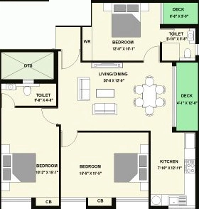 3 BHK Flat in Shirdi Whitefield Khanika in Chitlapakkam, Chennai - Image 906449
