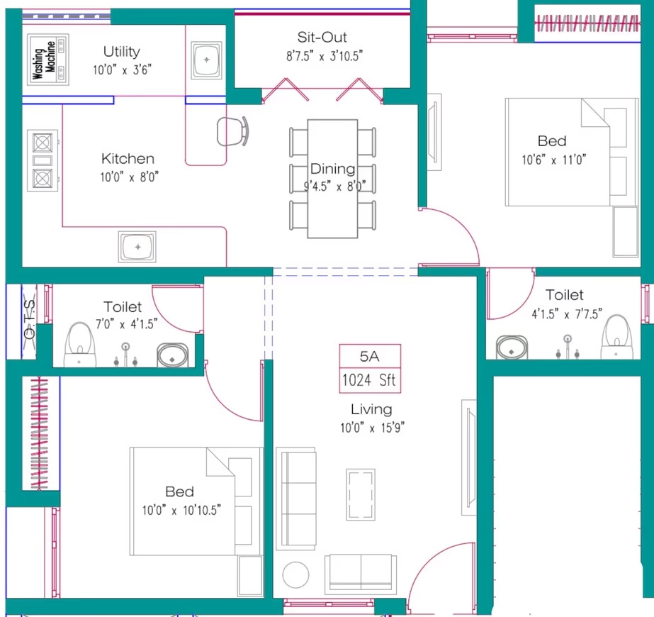 2 BHK Flat in Jeni Joel Crown in Sembakkam, Chennai - Image 906454