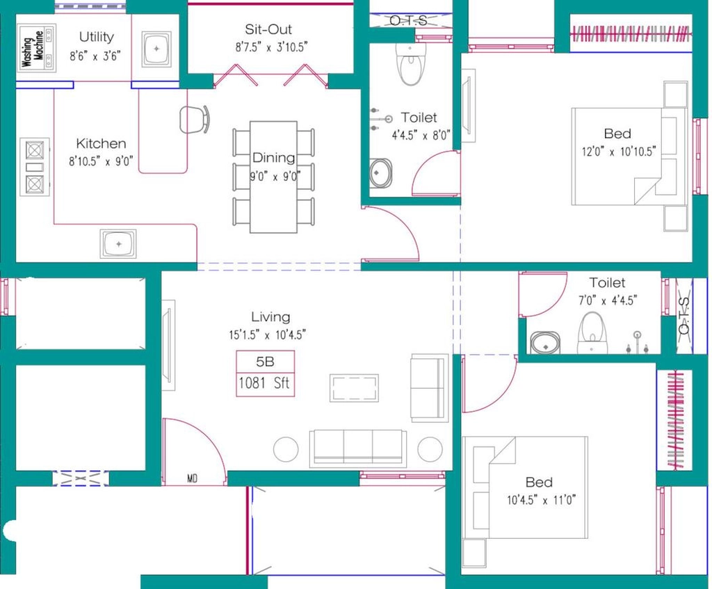 2 BHK Flat in Jeni Joel Crown in Sembakkam, Chennai - Image 906455
