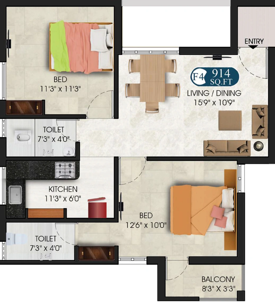 2 BHK Flat in DAC Umayal in Chromepet, Chennai - Image 906481