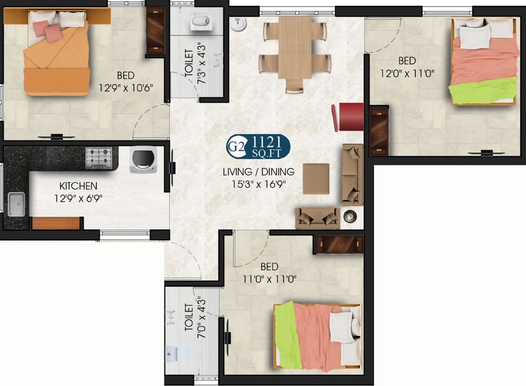 3 BHK Flat in DAC Umayal in Chromepet, Chennai - Image 906483