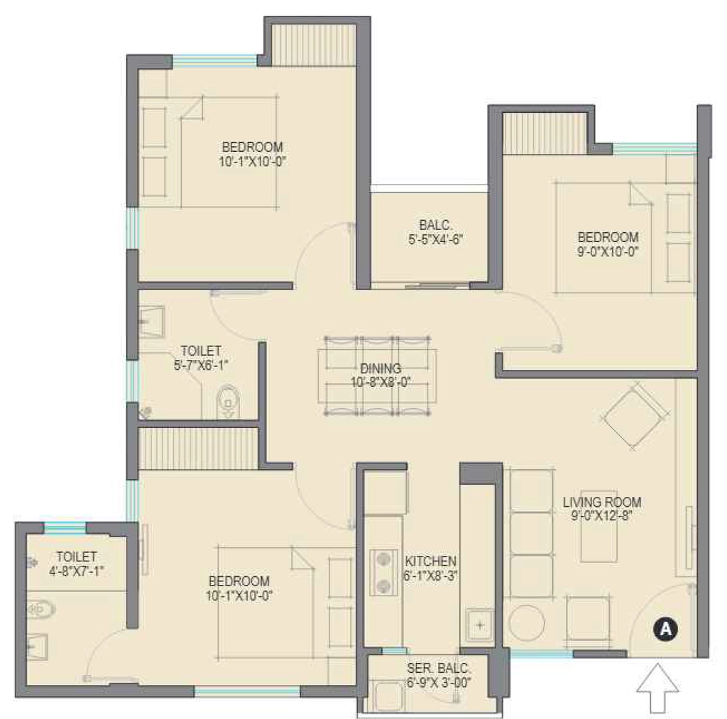 3 BHK Flat in DTC Good Earth in Madhyamgram, Kolkata - Image 906486