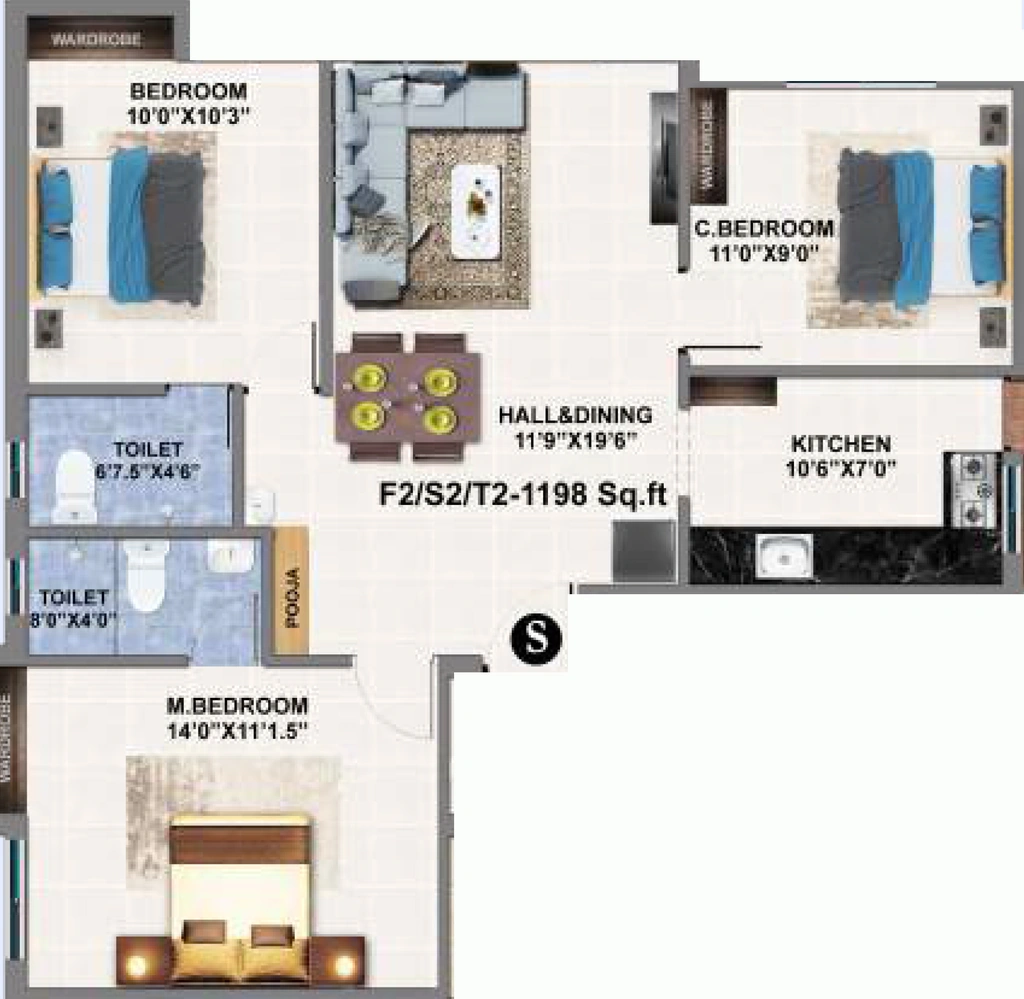 3 BHK Flat in MP Minerva in Pallavaram, Chennai - Image 906515