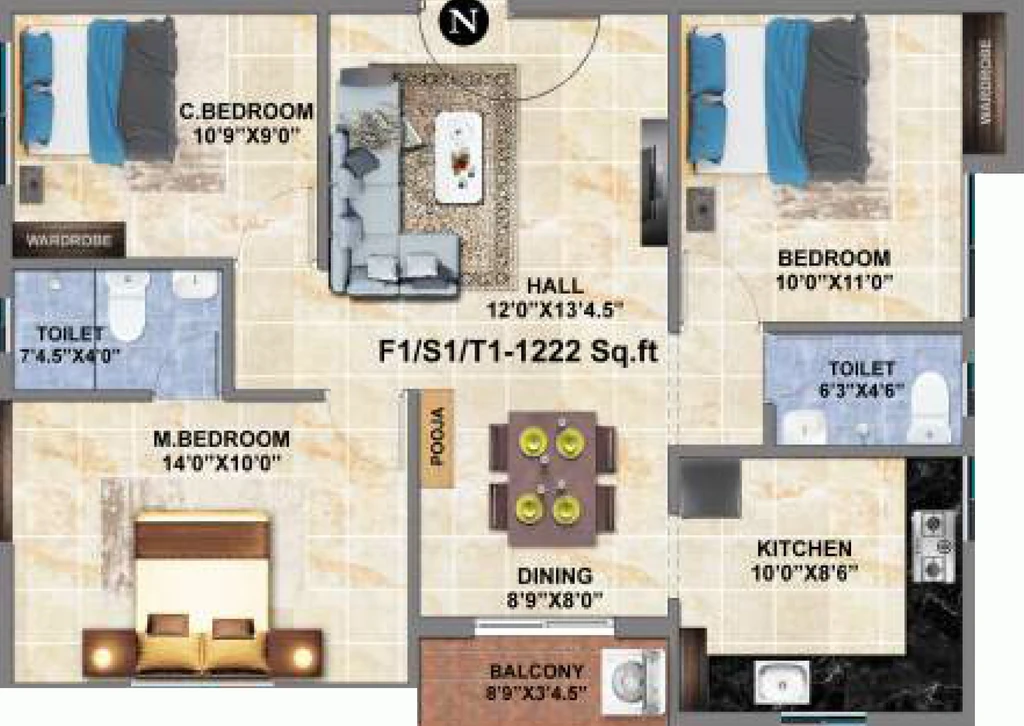 3 BHK Flat in MP Minerva in Pallavaram, Chennai - Image 906516