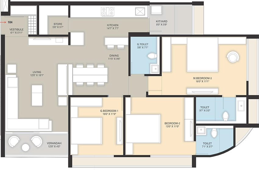3 BHK Flat in Grand Pushkar in Nikol, Ahmedabad - Image 906525