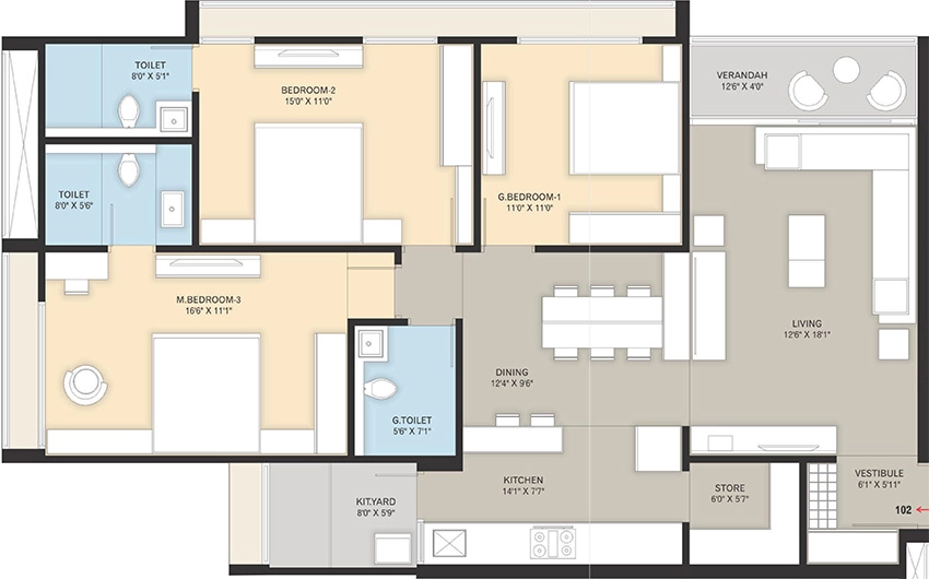3 BHK Flat in Grand Pushkar in Nikol, Ahmedabad - Image 906526