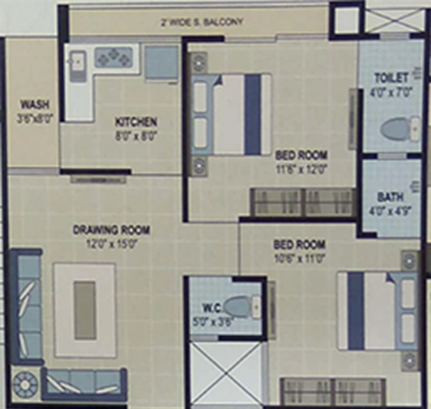 2 BHK Flat in Huseni Alif Apartment in Sarkhej, Ahmedabad - Image 906530