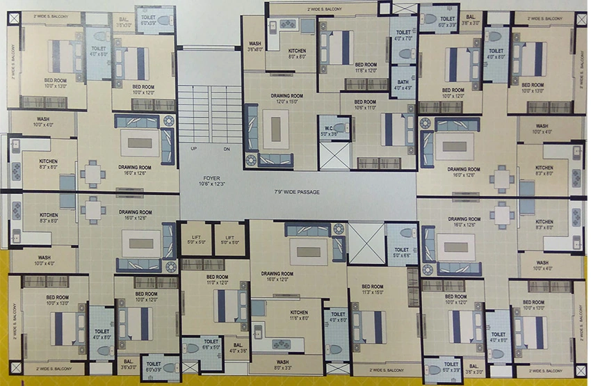 Floor Plan of Huseni Alif Apartment in Sarkhej, Ahmedabad - Image 376561