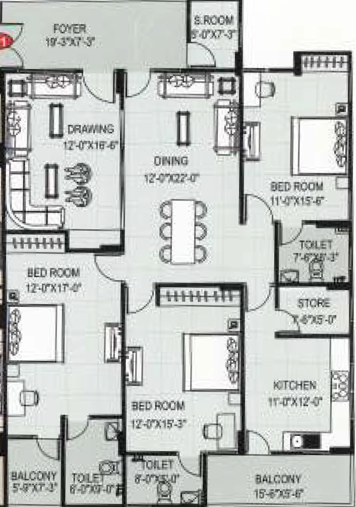 3 BHK Flat in Pachar Umrao Kamal Raj in C Scheme, Jaipur - Image 906537