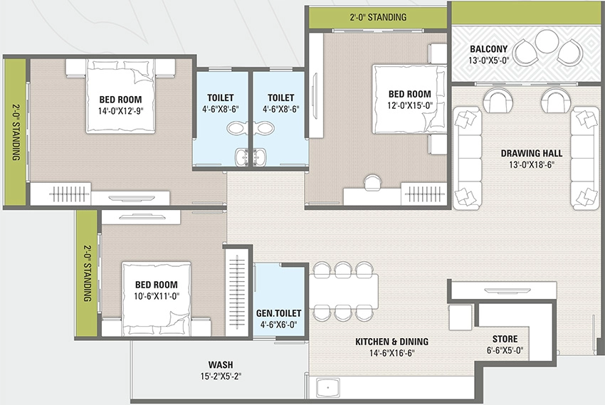 3 BHK Flat in Idesign Namrata Flats in Navrangpura, Ahmedabad - Image 906533