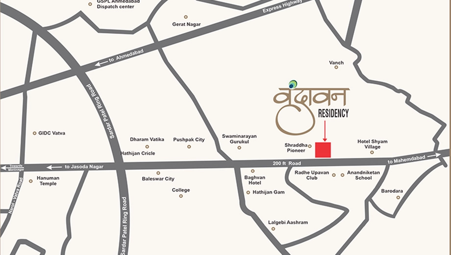 Location of Madhav Vrundavan Residency in Hathijan, Ahmedabad - Image 376616