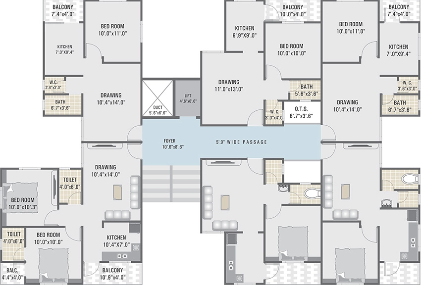 Floor Plan of Motiram Apple 1 in Kuber Nagar, Ahmedabad - Image 376688