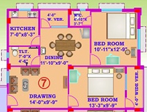 2 BHK Flat in Alliance Biman View Apartment in Jessore Road, Kolkata - Image 906590