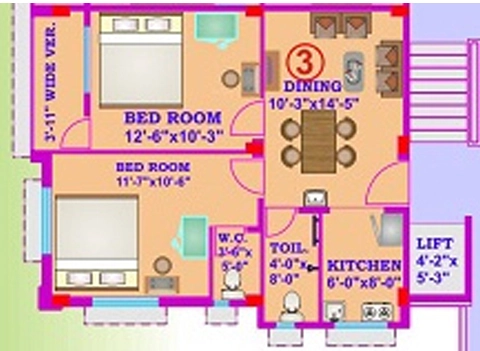 2 BHK Flat in Alliance Biman View Apartment in Jessore Road, Kolkata - Image 906592