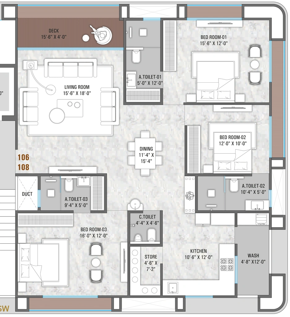 3 BHK Flat in Swagat Cilantra in Bhimrad, Surat - Image 906616
