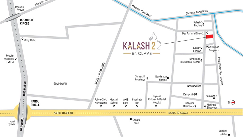 Location of North Kalash 2 Enclave in Vatva, Ahmedabad - Image 376760