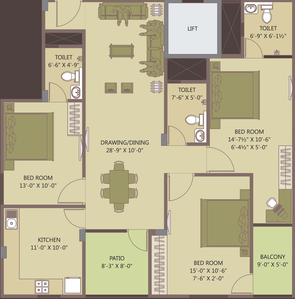 3 BHK Flat in Living Stone The Royal Saket in C Scheme, Jaipur - Image 906637