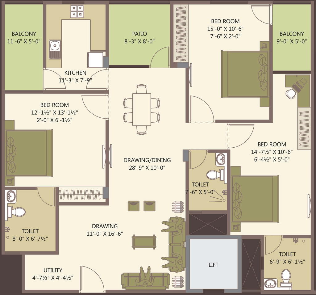 3 BHK Flat in Living Stone The Royal Saket in C Scheme, Jaipur - Image 906638