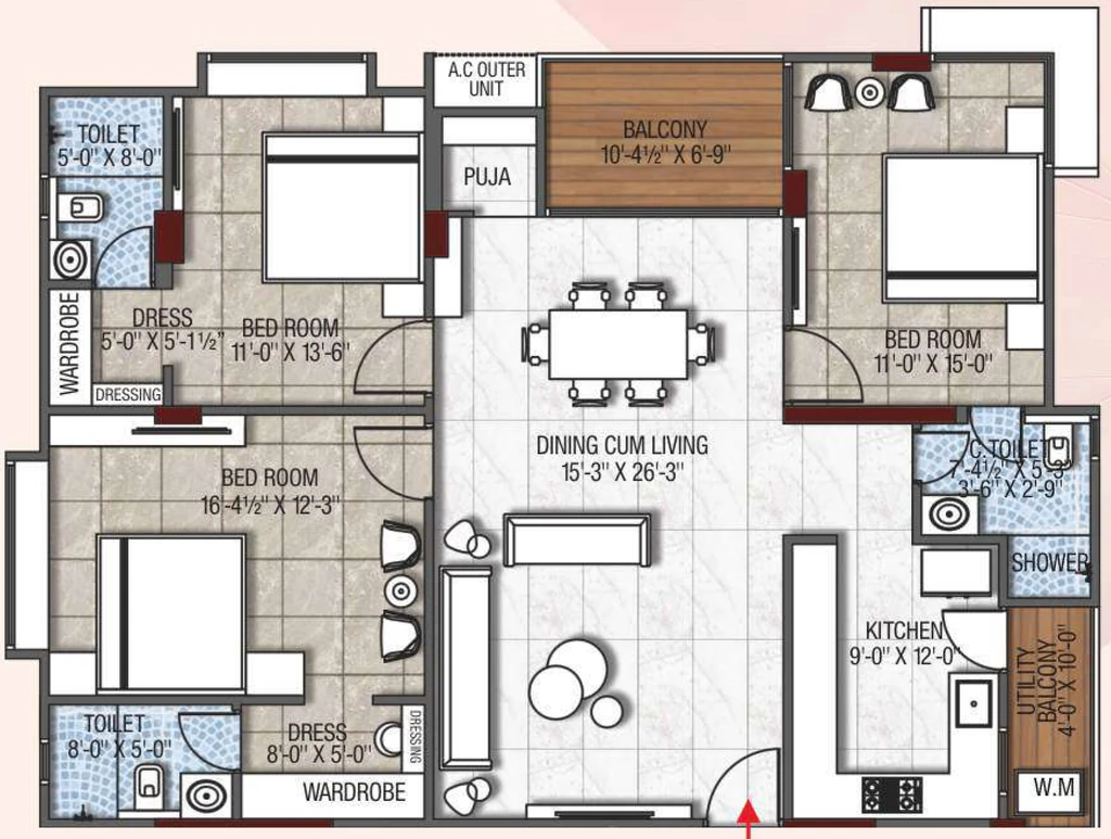 3 BHK Flat in Sun n Moon Pink Oaks in Bani Park, Jaipur - Image 906640