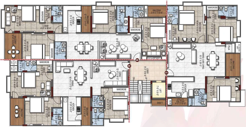 Floor Plan of Sun n Moon Pink Oaks in Bani Park, Jaipur - Image 376817