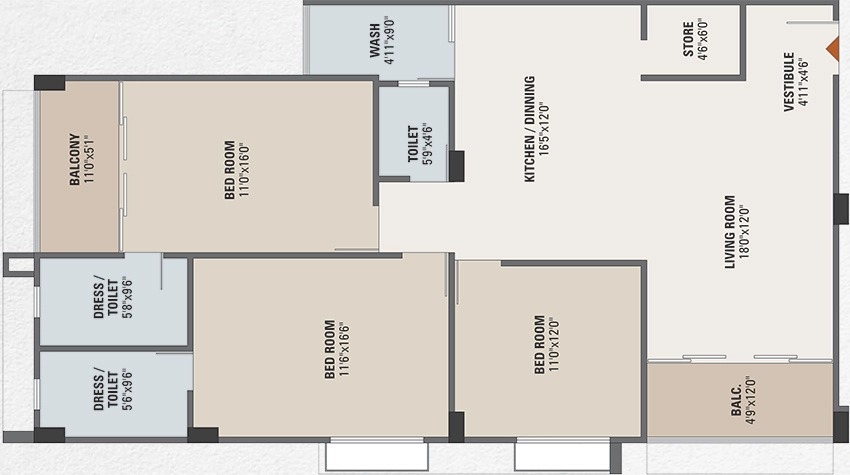 3 BHK Flat in Pavitra Celestia in Vaishnodevi Circle, Ahmedabad - Image 906644
