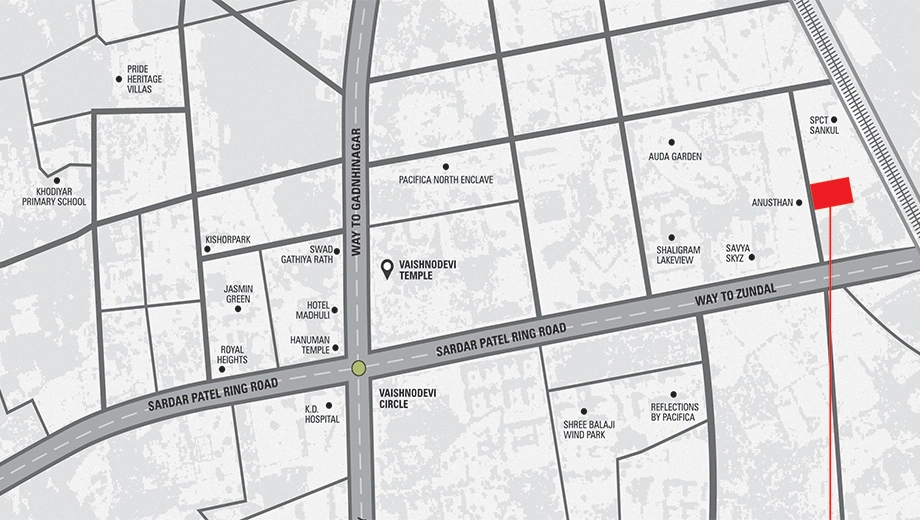 Location of Pavitra Celestia in Vaishnodevi Circle, Ahmedabad - Image 376833