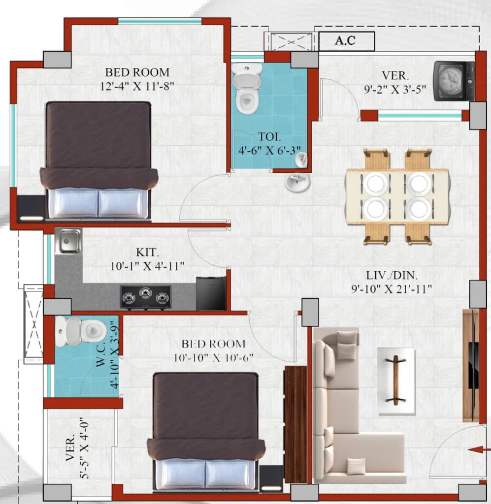 2 BHK Flat in Plinth Elite Residency in Dum Dum, Kolkata - Image 906652