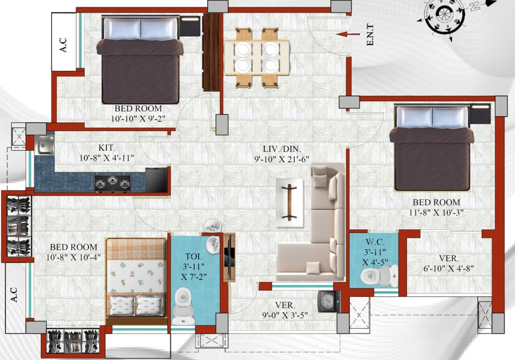3 BHK Flat in Plinth Elite Residency in Dum Dum, Kolkata - Image 906653