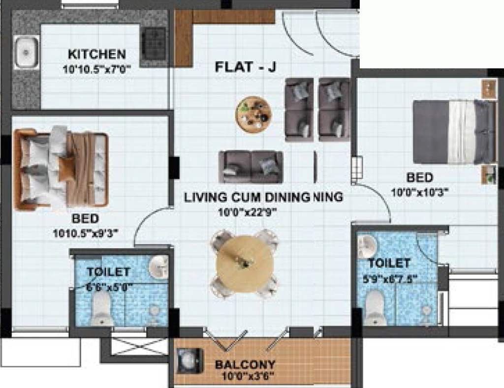 2 BHK Flat in RC Rosewood in Vilangadupakkam, Chennai - Image 906702
