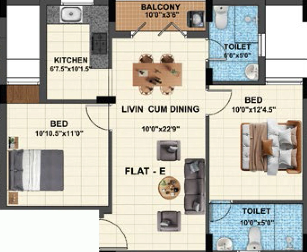 2 BHK Flat in RC Rosewood in Vilangadupakkam, Chennai - Image 906703