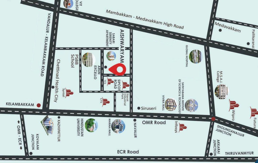 Location of Keystone Aishwaryam in Siruseri, Chennai - Image 377001