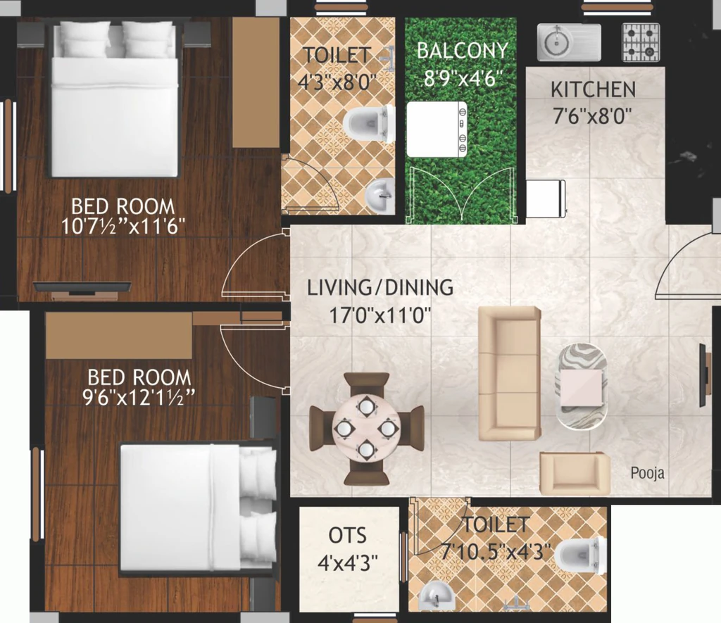 2 BHK Flat in Viceroy Trinity in Manapakkam, Chennai - Image 906725
