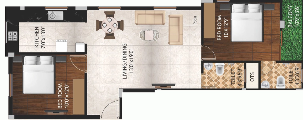 2 BHK Flat in Viceroy Trinity in Manapakkam, Chennai - Image 906726