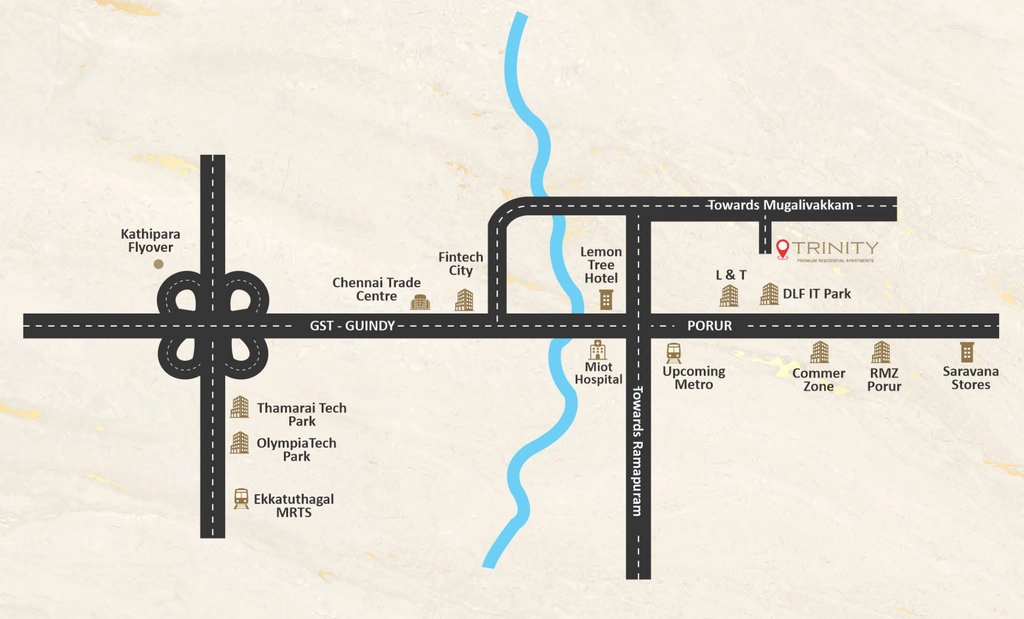 Location of Viceroy Trinity in Manapakkam, Chennai - Image 377014