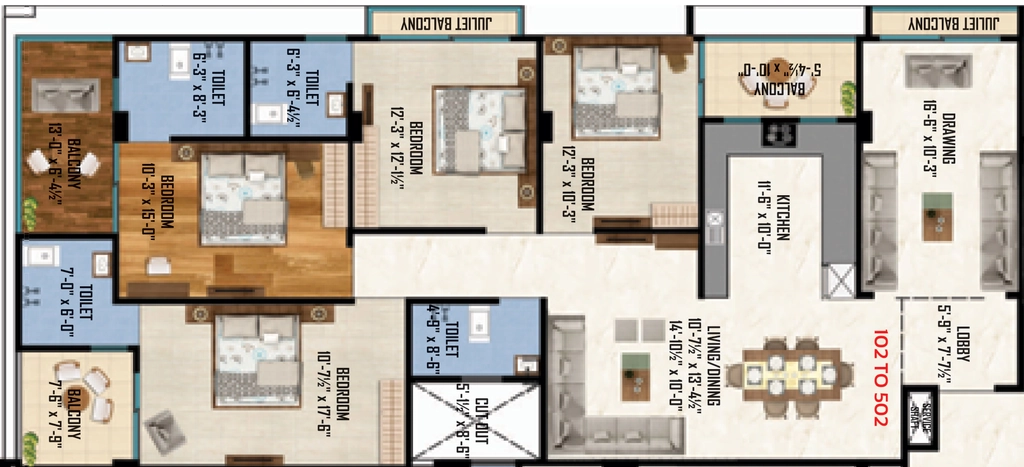 4 BHK Flat in Shubh Mangal Prime in Bani Park, Jaipur - Image 906731