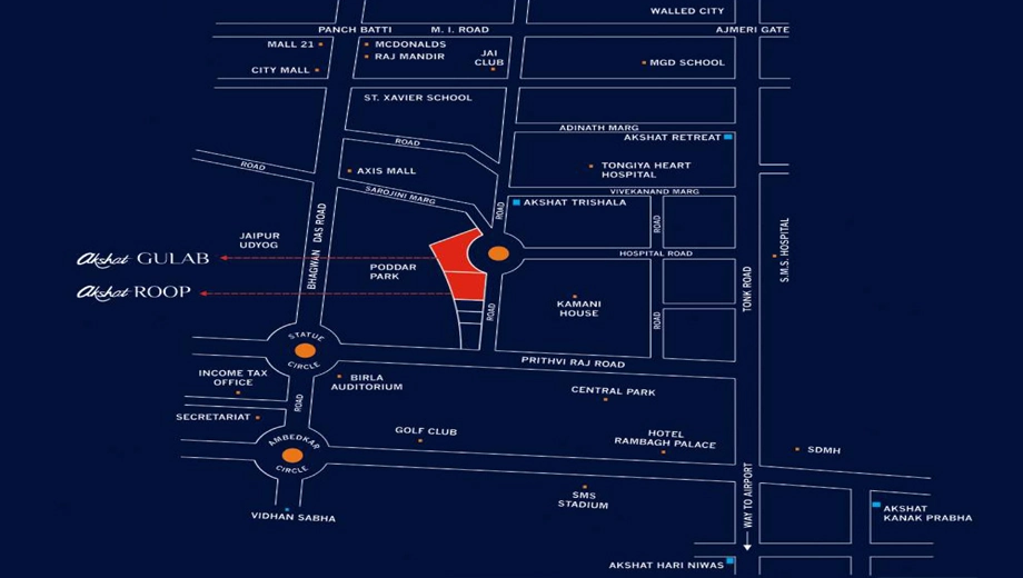 Location of Akshat Roop Gulab The Mystique in C Scheme, Jaipur - Image 377058