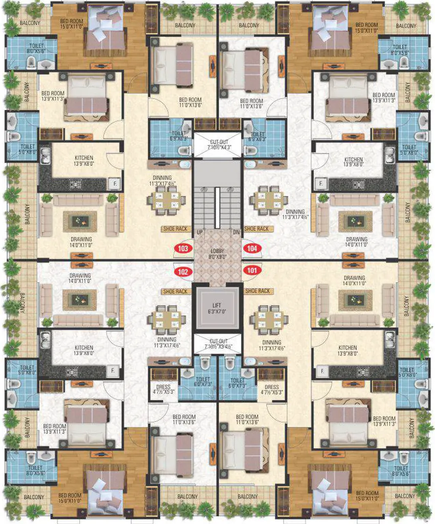 Floor Plan of SDC Misty Meadows in Bani Park, Jaipur - Image 377087
