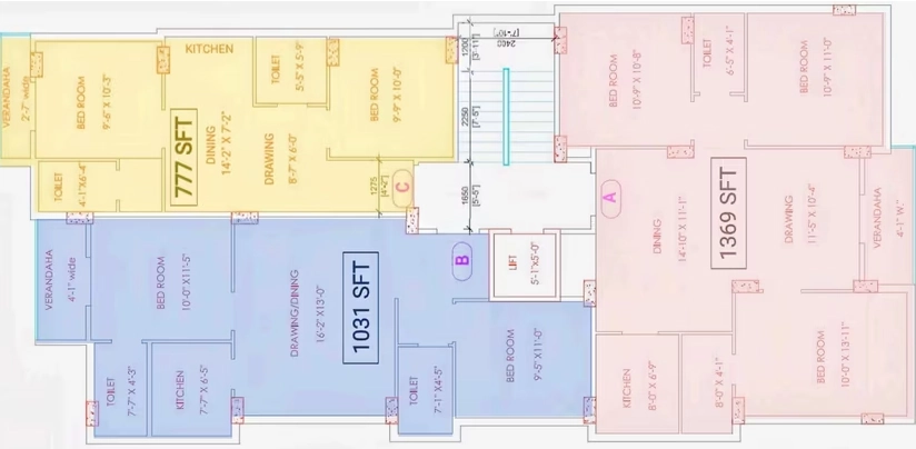 Floor Plan of DS Dishari Mansion in Dum Dum, Kolkata - Image 377080