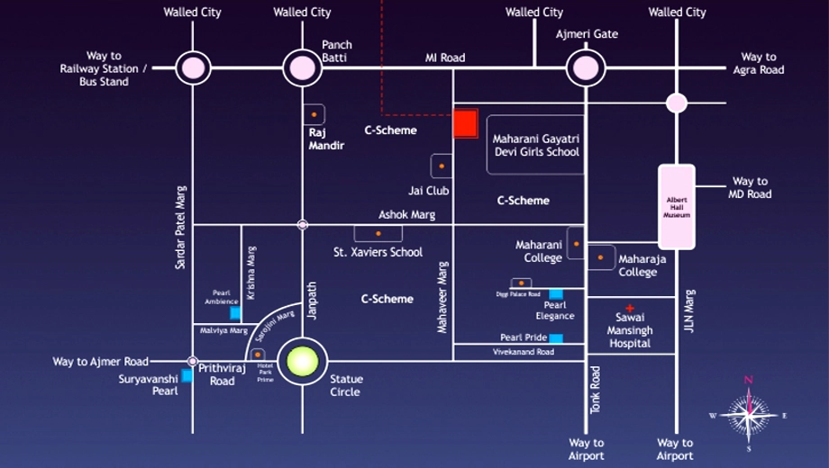 Location of Pearl Avantika in C Scheme, Jaipur - Image 377127