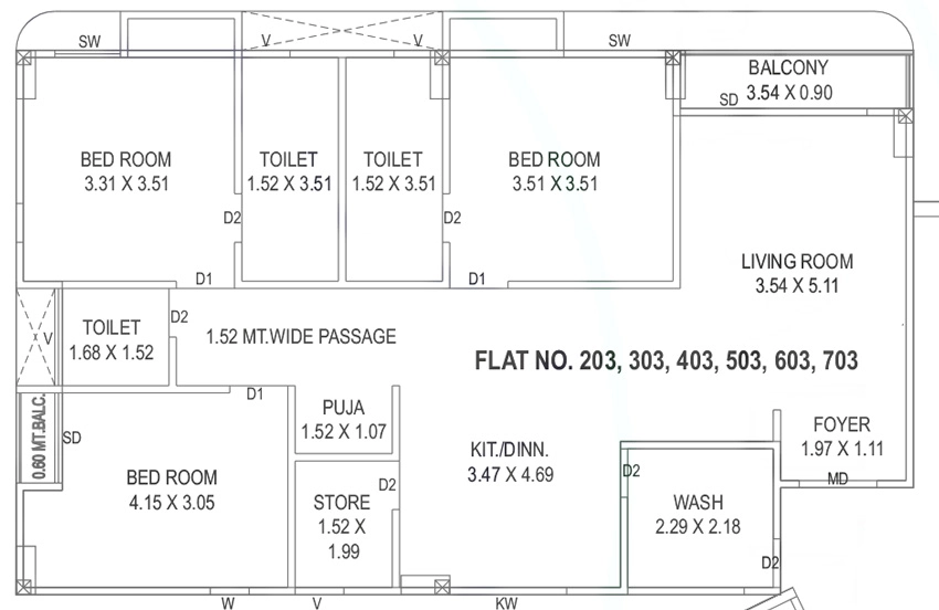 3 BHK Flat in Shilp Nirmaan in Kalali, Vadodara - Image 906837
