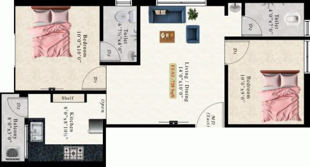 2 BHK Flat in AK Azurite in Tambaram, Chennai - Image 906844
