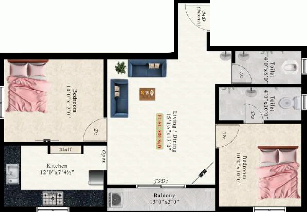 2 BHK Flat in AK Azurite in Tambaram, Chennai - Image 906845