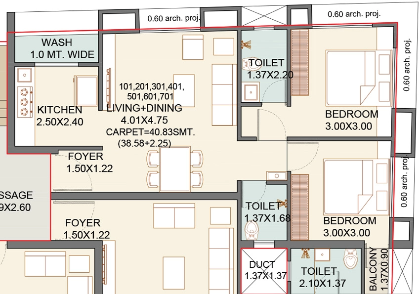 2 BHK Flat in Mars Aarambh Harmony in New Sama, Vadodara - Image 906841