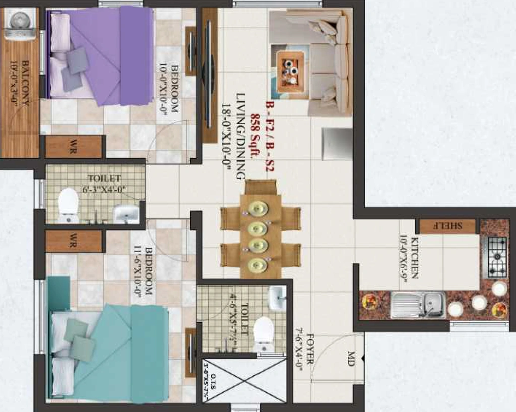 2 BHK Flat in AK Magnesite in Kundrathur, Chennai - Image 906850