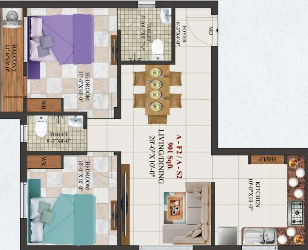 2 BHK Flat in AK Magnesite in Kundrathur, Chennai - Image 906851