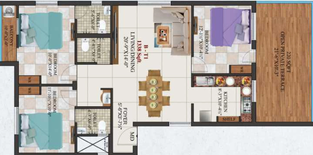 3 BHK Flat in AK Magnesite in Kundrathur, Chennai - Image 906852