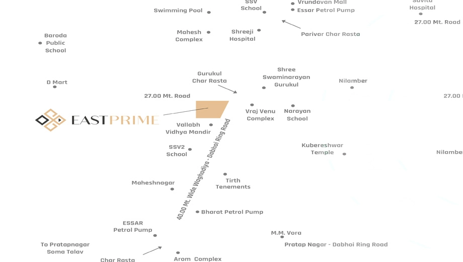 Location of Akshar East Prime in Waghodia Road, Vadodara - Image 377291