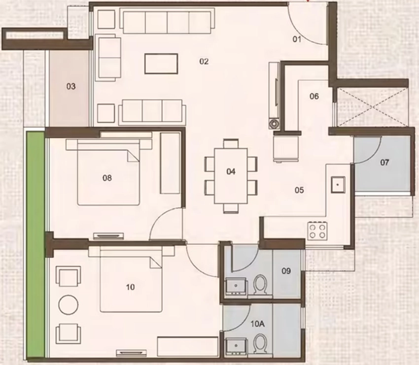 2 BHK Flat in Apurva Aasthaa Onyx in Memnagar, Ahmedabad - Image 906863
